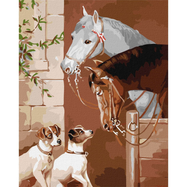 Картина по номерам "Встреча в конюшне" ©Carl Reichert Идейка KHO4361 40х50 см