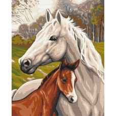 Картина за номерами "Сім'я коней" BS33101  Brushme 40х50 см