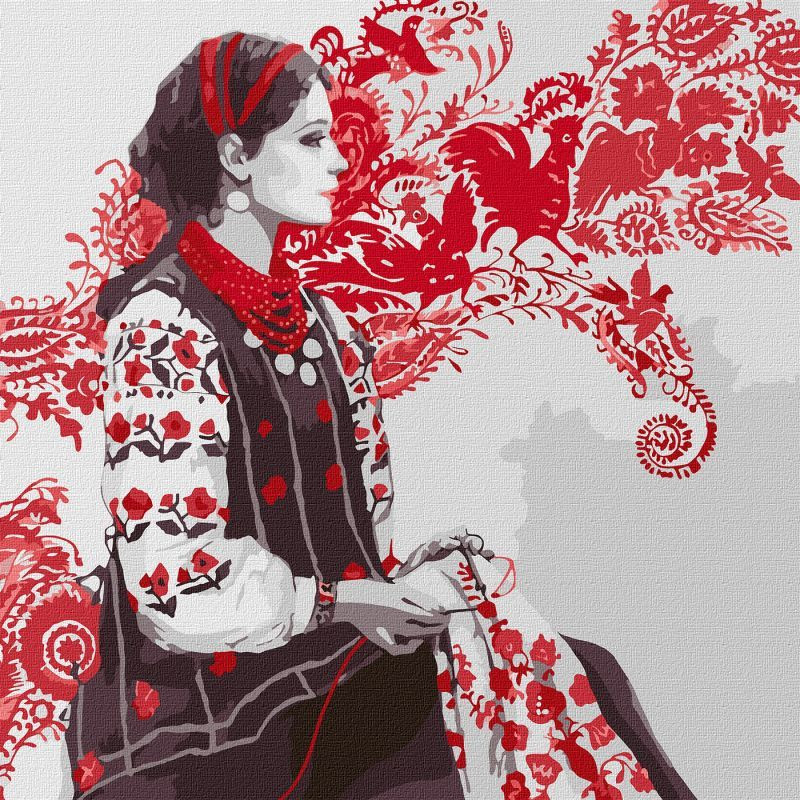 Картина по номерам "Вышивая оберег" ©Katya Poltavska KHO2538 40х40 см Идейка Картина по номерам "Вышивая оберег" ©Katya Poltavska KHO2538 40х40 см Идейка