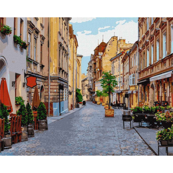 Набор картин по номерам 2 в 1 Идейка "Улочками Львова" 40х50 KHO3594 и "Цветы вдохновения" 40х40 KHO3112