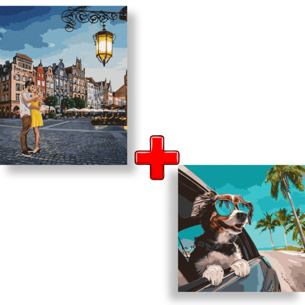 Набор картин по номерам 2 в 1 "Свидание в Гданьске" 40х50 KHO4755 и "Путешествие к океану" 40х40 KHO6510