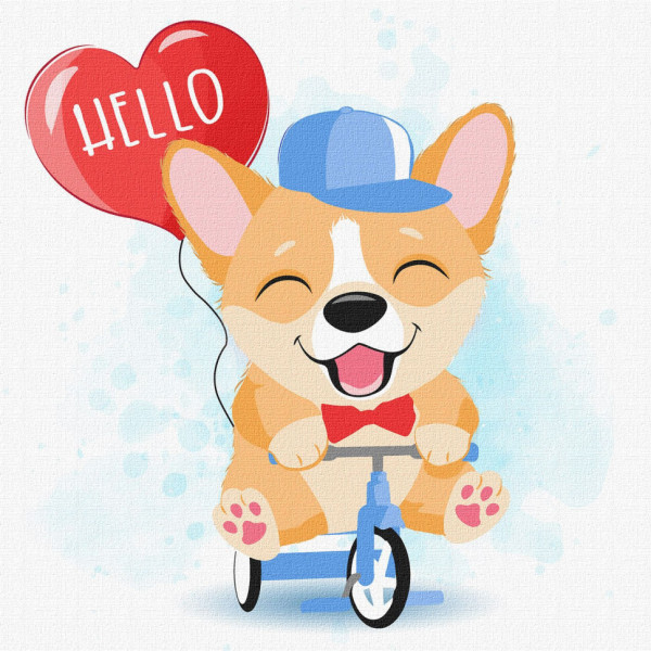 Картина за номерами "Веселий коргі" KHO6095 30х30 см