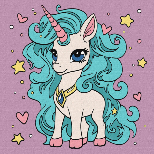 Картина по номерам "Фантастическая единорожка" KHO6102 25х25см