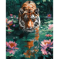 Картина за номерами "Тигр на полюванні" KHO6614 40х50 см