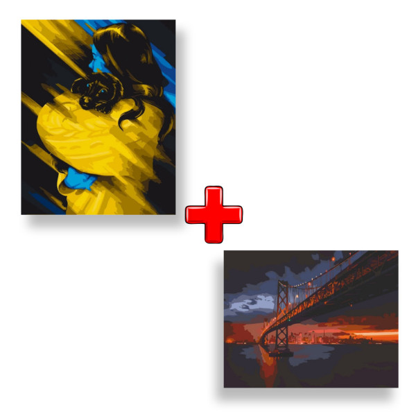 Набор картин по номерам 2 в 1 "Взгляд дружбы" 40х50 10401-AC и "Golden Gate Bridge" 40х50 11003-AC