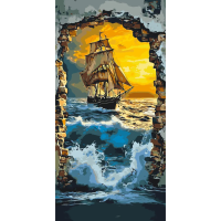 Картина за номерами "Корабель в морі" LW5119, 40х80 см