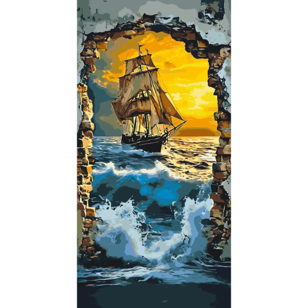 Картина по номерам "Корабль в море" LW5119, 40х80 см
