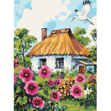 Картина по номерам "Мальвы у дома" ©art_selena_ua KHO6407, 30x40 см