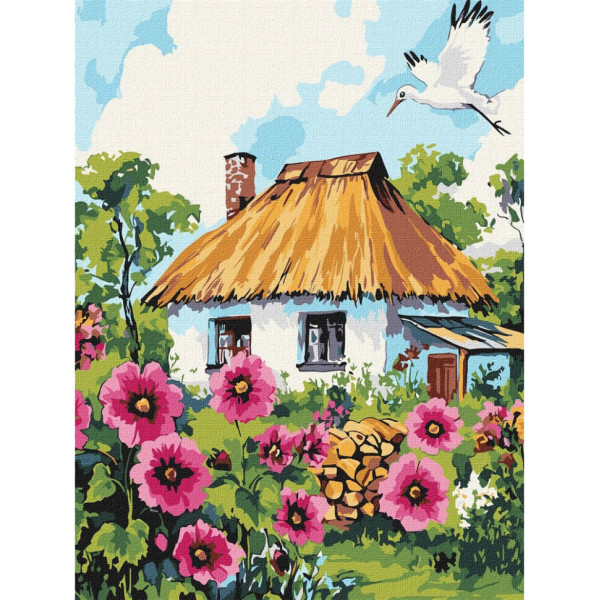 Картина по номерам "Мальвы у дома" ©art_selena_ua KHO6407, 30x40 см