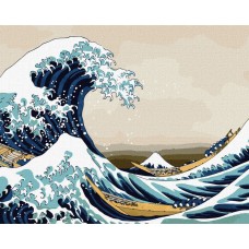 Картина по номерам "Большая волна в Канагави © Кацусика Хокусай" Идейка KHO2756 40х50 см