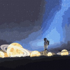 Картина по номерам "Путешествие на луну с красками металлик" Идейка KHO9549 50х50см