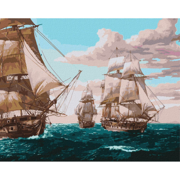 Картина за номерами "Білі вітрила" Ідейка KHO2764 40х50см