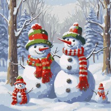 Картина за номерами "Чарівні сніговики" ©art_selena_ua Ідейка KHO5106 40х40 см