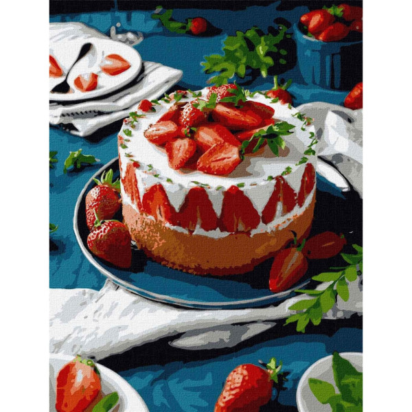 Набор картин по номерам 2 в 1 Идейка "Спелая клубничка" 40х50 KHO5608 и "Полосатый бариста" 40х40 KHO4313