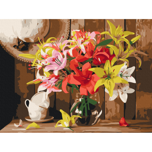 Картина за номерами "Барвистий букет лілій" Brushme RBS52767 30x40 см