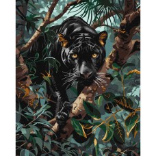 Картина по номерам "Грационная пантера" KHO6619 с красками металлик 40х50 см