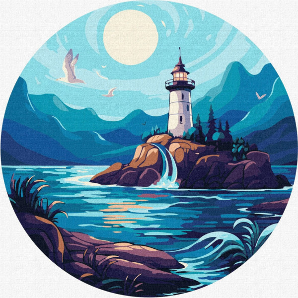 Картина по номерам"Яркий маяк" KHO-R1155 d26 см