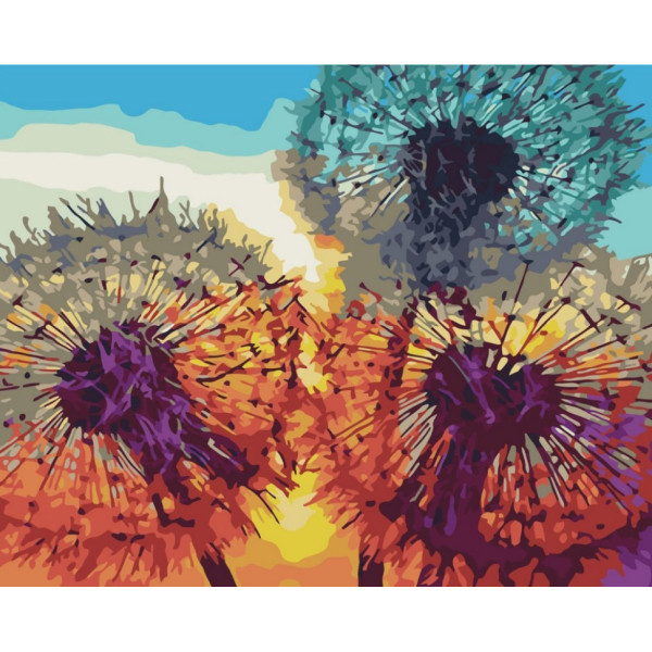 Картина за номерами "Кульбабки на заході сонця" BS35646, 40x50 см