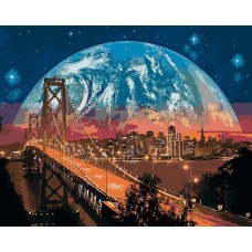 Картина за номерами. Brushme "Місяць над Сан-Франциско" GX8312