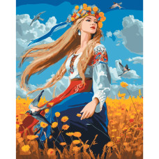 Картина по номерам "Девушка в вышитой сорочке" LW31530 pbn-p 40х50 см