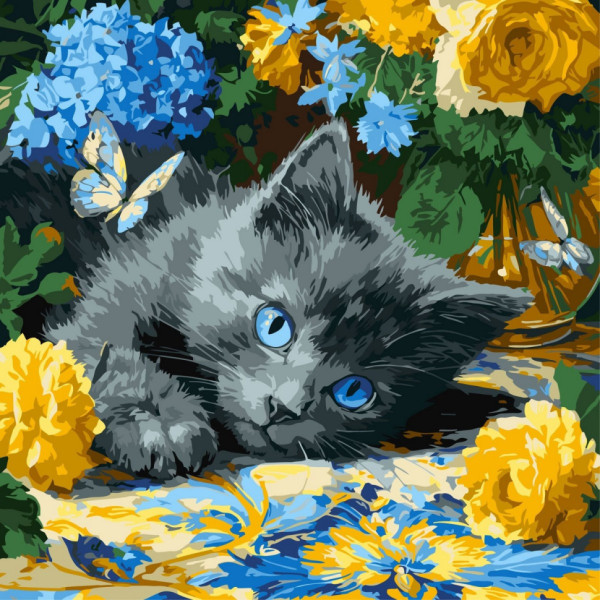 Картина за номерами "Кошення блакитнооке" ©art_selena_ua KHO6795, 40х40 см