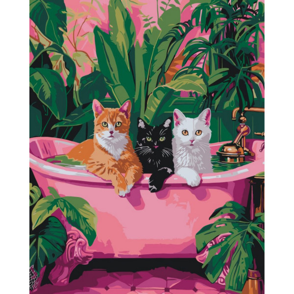 Картина по номерам "Коты в ванной" 11692-AC 40x50 см