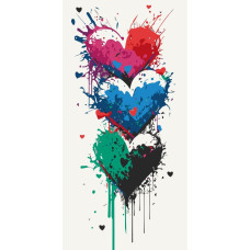 Картина по номерам "Три сердца" 16518-AC 40х80 см