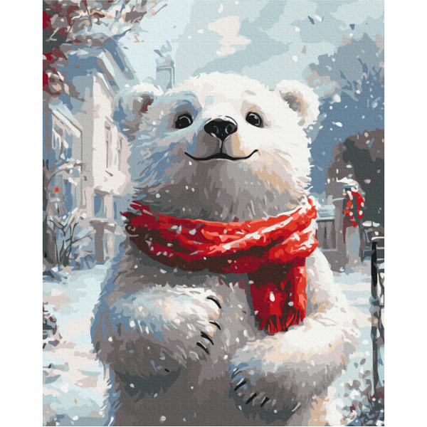 Картина за номерами "Ведмежатко з червоним шарфом" BS54188, 40х50 см