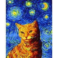 Картина по номерам. Brushme "Кот в звездную ночь" GX35619