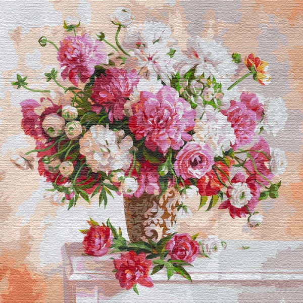 Картина по номерам. "Вдохновляясь пионами (big)" 50*50см KHO13117