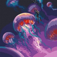 Картина по номерам "Исследуя океан с красками металлик" Идейка KHO5032 50х50 см