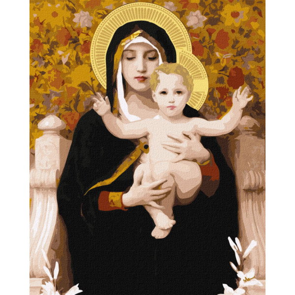 Картина по номерам "Мадонна с лилиями ©Уильям Бугро" Идейка KHO4905 40х50 см