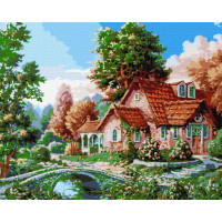 Картина за номерами "Бабусин будинок" ©Сергій Лобач Ідейка KHO6306 40х50 см