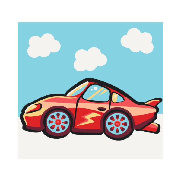 Розпис на полотні "Машинка блискавка" MBS007  Brushme 20х20 см