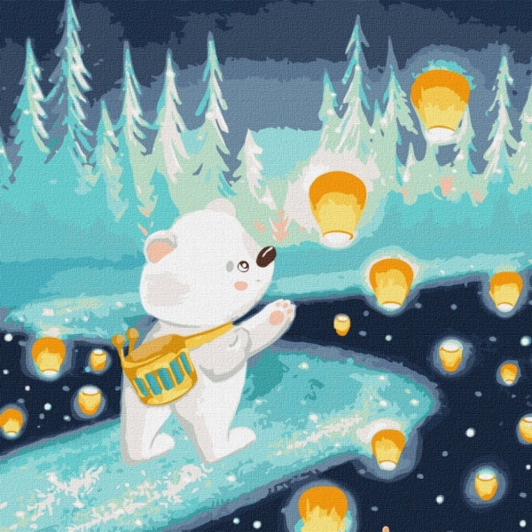 Набор картин по номерам 2 в 1 Идейка "Хлопок" 40х50 KHO5665 и "Небесные фонарики" 40х40 KHO6061