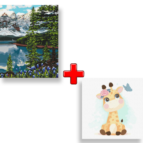 Набор картин по номерам 2 в 1 Идейка "Единение мечты" 40х50 KHO2748 и "Первое знакомство" 30х30 KHO6008