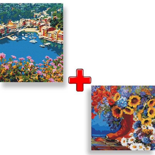 Набор картин по номерам 2 в 1 "Залив мечты" 40х50 KHO2744 и "Сказочное утро" 40х40 KHO3000