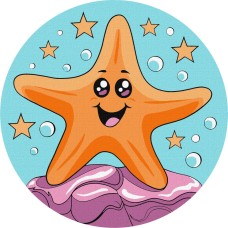 Картина по номерам "Веселая морская звезда" KHO-R1052 диаметр 19 см