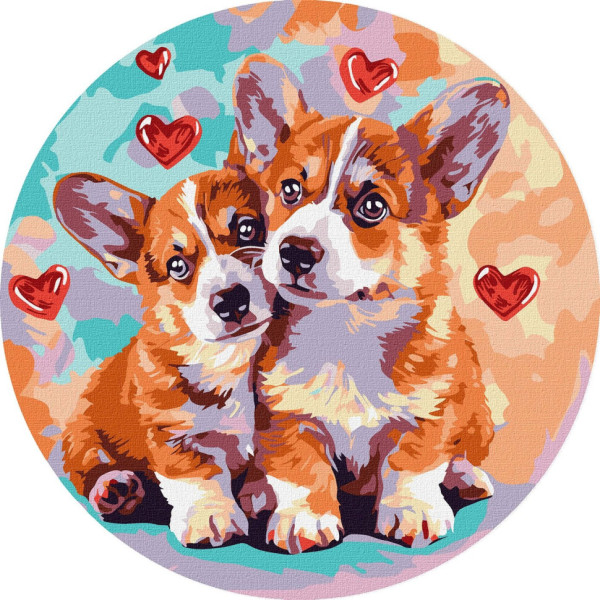 Картина за номерами "Парочка коргі" KHO-R1164 d26 см