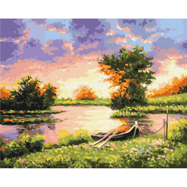 Картина за номерами "Захід на озері" BS9923, 40x50 см