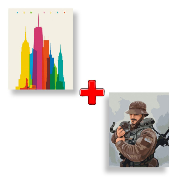 Набор картин по номерам 2 в 1 "NYC" 40х50 11234-AC и "Котики" 40х50 10404-AC