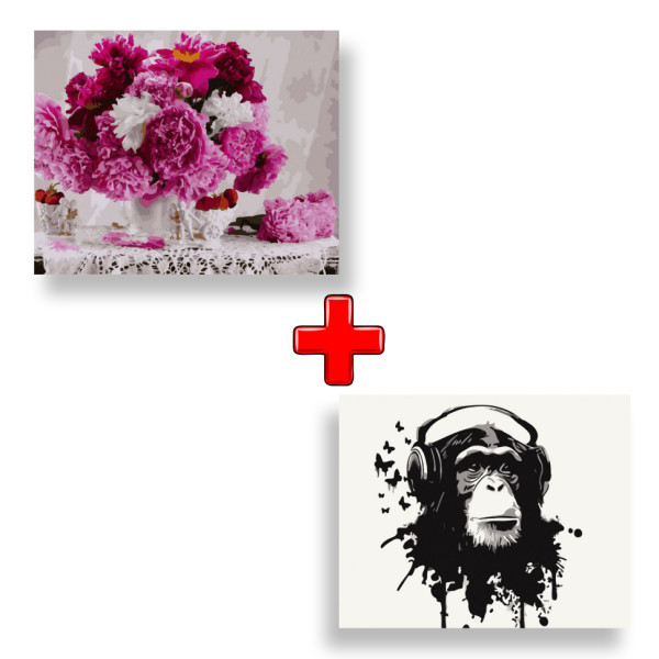 Набор картин по номерам 2 в 1 "Букет для барышни" 40х50 12128-AC и "В моменте" 40х50 11501-AC