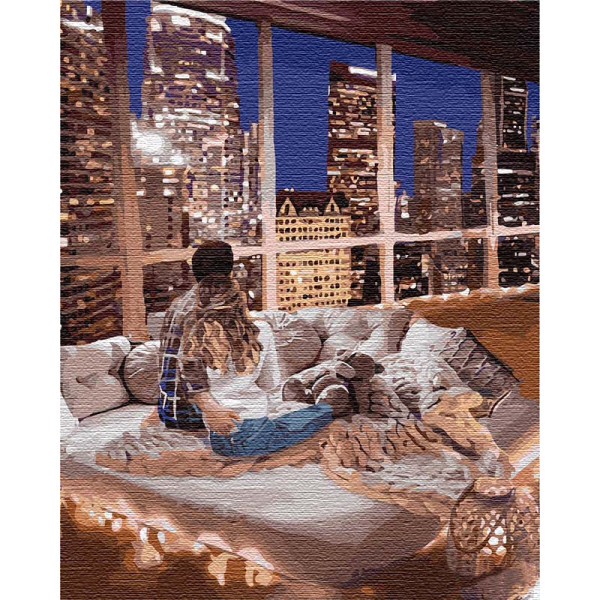 Картина по номерам. "Наблюдая за городом" 40*50см. KHO4774