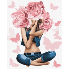 Картина по номерам "Девушка-роза" Идейка KHO4798 40х50 см
