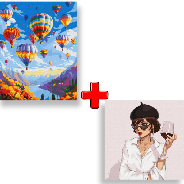 Набор картин по номерам 2 в 1 Идейка "Магический полет" 40х50 KHO6332 и "Парижский стиль" 40х40 KHO4896