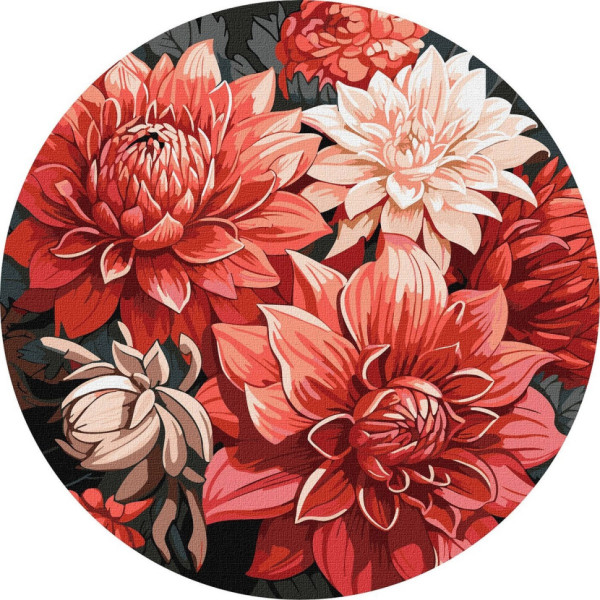 Картина за номерами "Святковий букет" ©art_selena_ua KHO-R1040 діаметр 39см