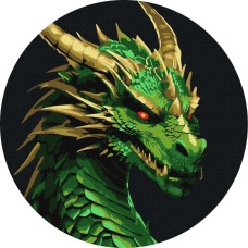 Картина за номерами "Зелений дракон" ©art_selena_ua KHO-R1053 діаметр 19см