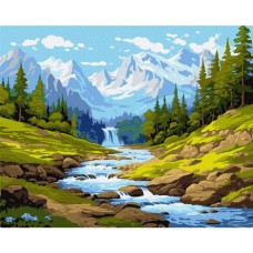 Картина по номерам "Ручей в горах" KHO2899 40х50 см