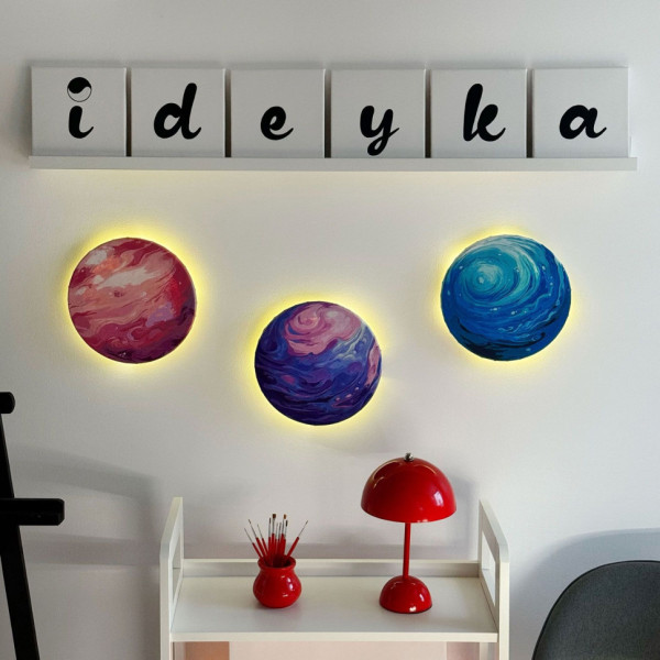 Картина по номерам с подсветкой "Планета Счастья" GA1063 d26 см