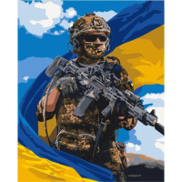 Картина по номерам "Воин ВСУ с флагом" LW3268, 40х50 см